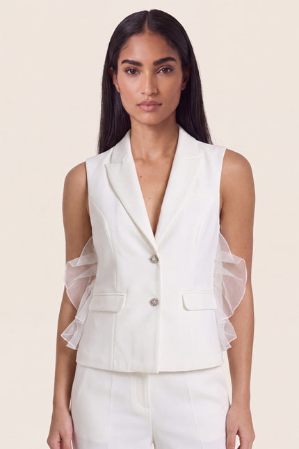 Side Tulle 2-Piece Suit - White - macro view