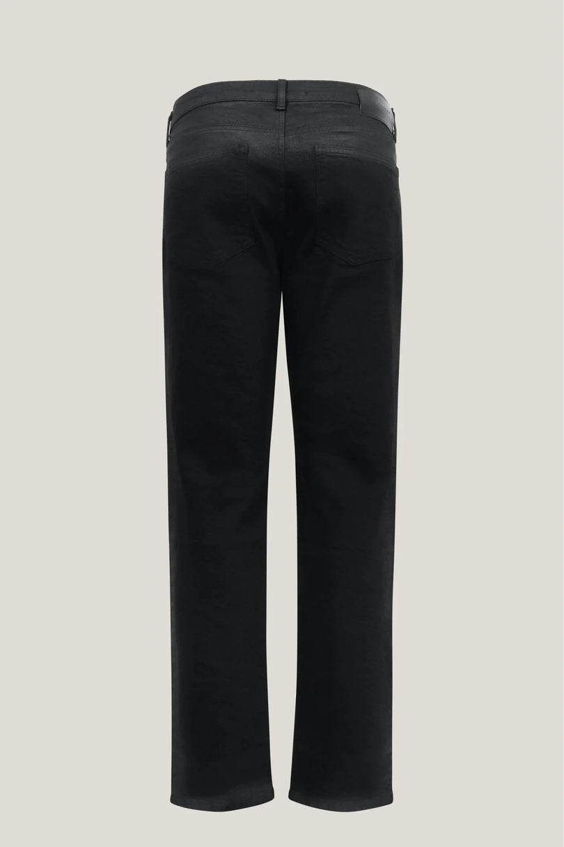 Side Waxed Tapered Jeans - Black - Ron Tomson