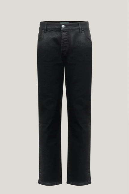 Side Waxed Tapered Jeans - Black - Ron Tomson