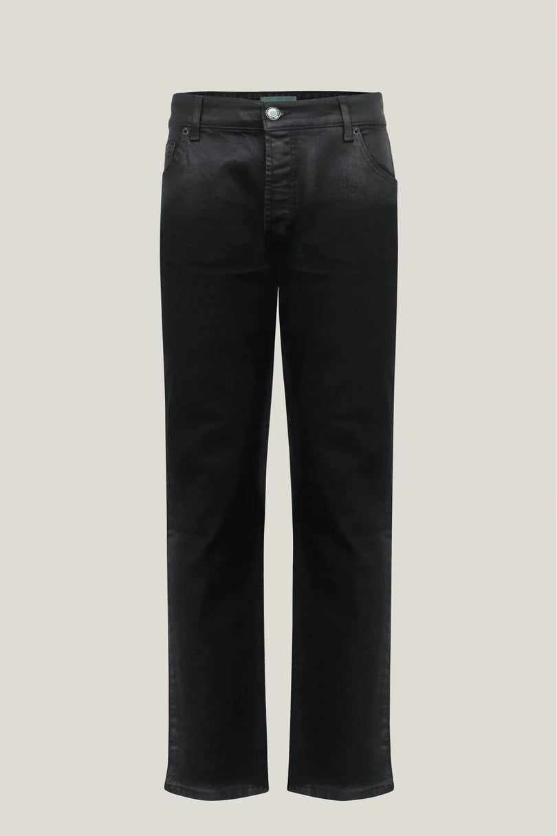 Side Waxed Tapered Jeans - Black - Ron Tomson