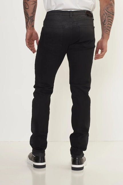 Side Waxed Tapered Jeans - Black - Ron Tomson
