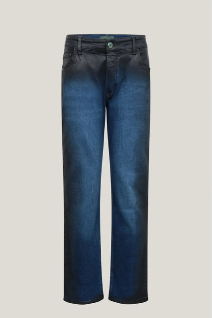 Side Waxed Tapered Jeans - Blue - Ron Tomson
