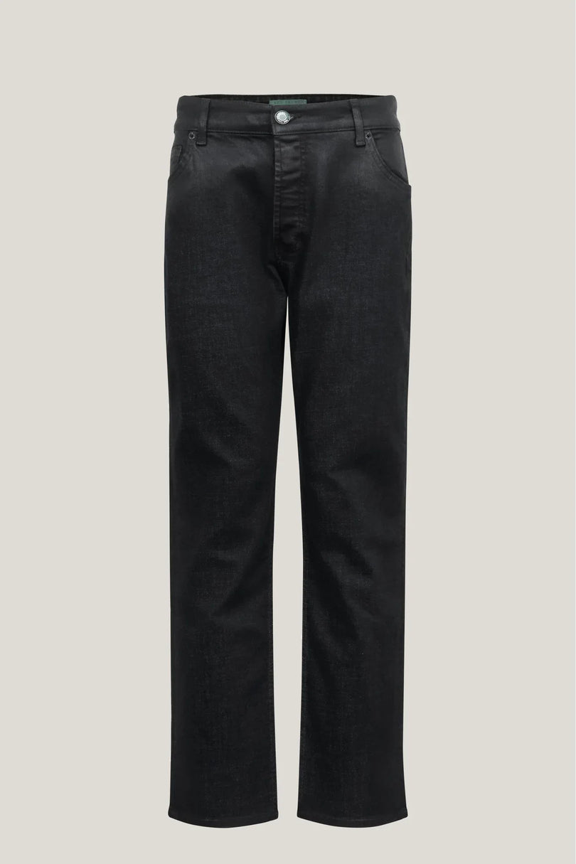Side Waxed Tapered Jeans - Grey - Ron Tomson