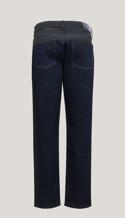 Side Waxed Tapered Jeans - Navy - Ron Tomson