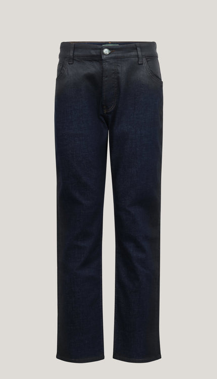 Side Waxed Tapered Jeans - Navy - Ron Tomson