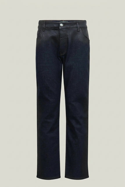 Side Waxed Tapered Jeans - Navy - Front