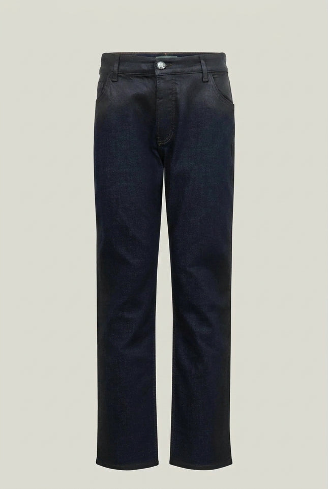 Side Waxed Tapered Jeans - Navy - Front