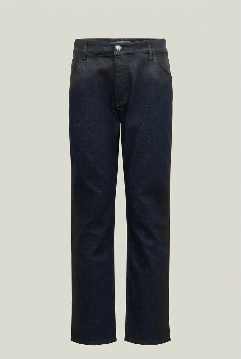 Side Waxed Tapered Jeans - Navy - Front