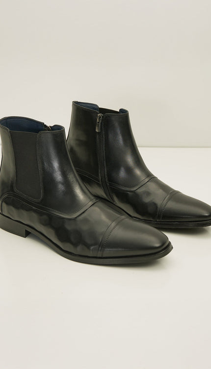 Side Zip Chelsea Boots - Black - Ron Tomson