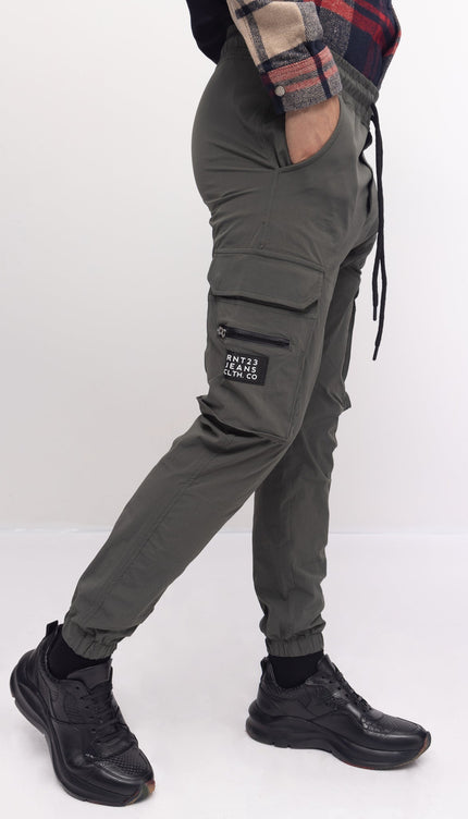 Side Zip-Pocket Track Pants - Khaki - Ron Tomson