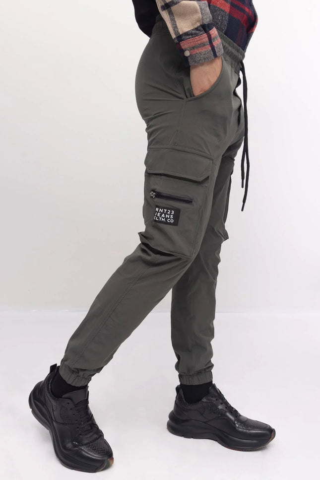 Side Zip-Pocket Track Pants - Khaki - Ron Tomson