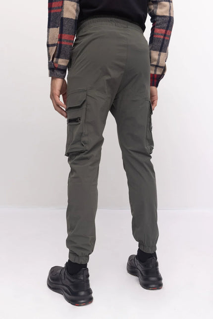 Side Zip-Pocket Track Pants - Khaki - Ron Tomson