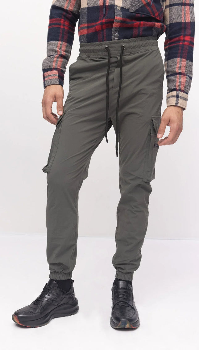 Side Zip-Pocket Track Pants - Khaki - Ron Tomson
