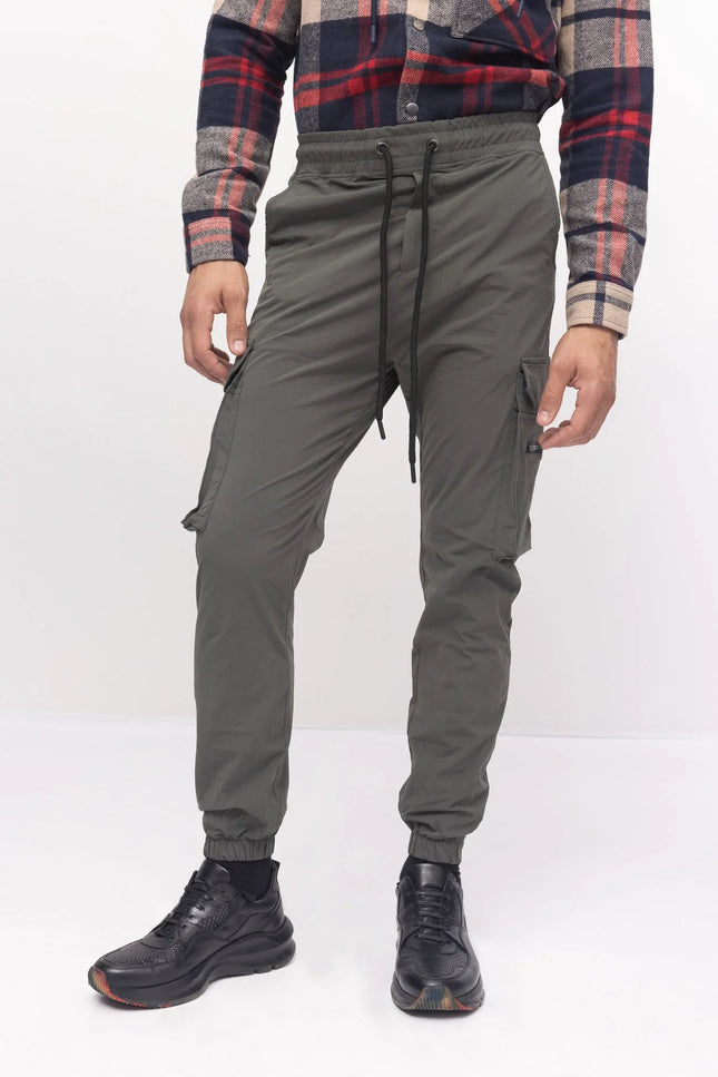 Side Zip-Pocket Track Pants - Khaki - Ron Tomson