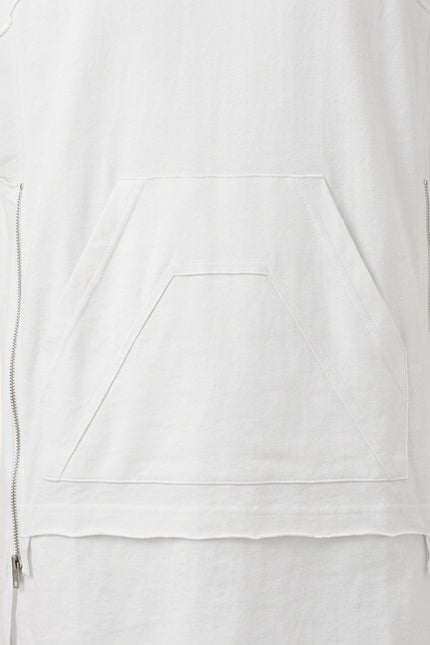 Side Zipper Detail Cotton Tee - White - Detail