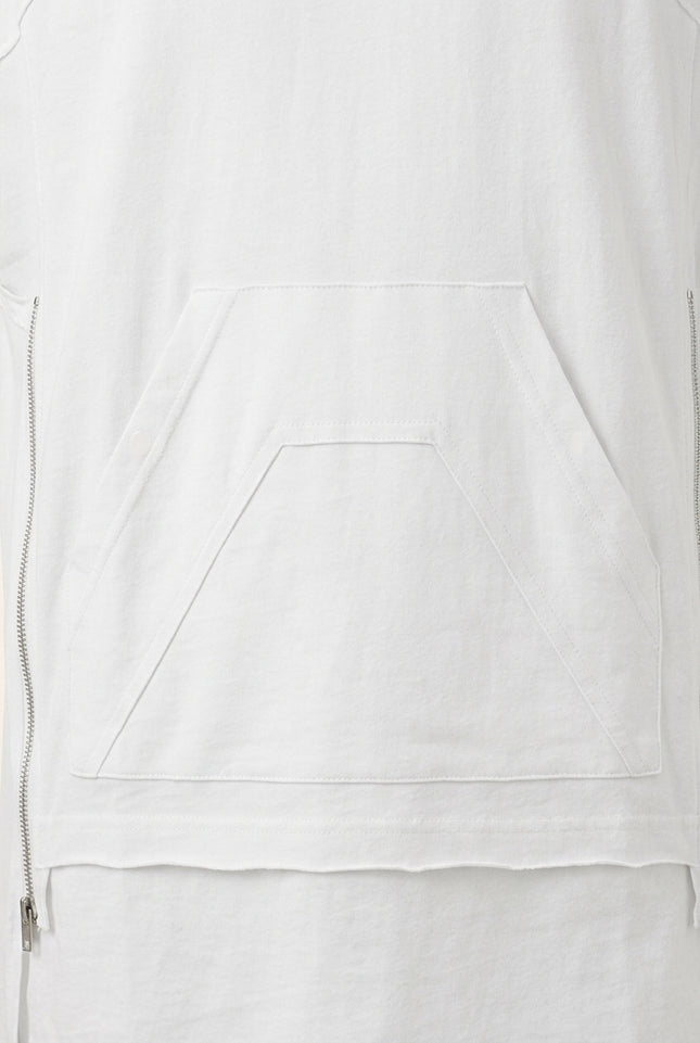 Side Zipper Detail Cotton Tee - White - Detail