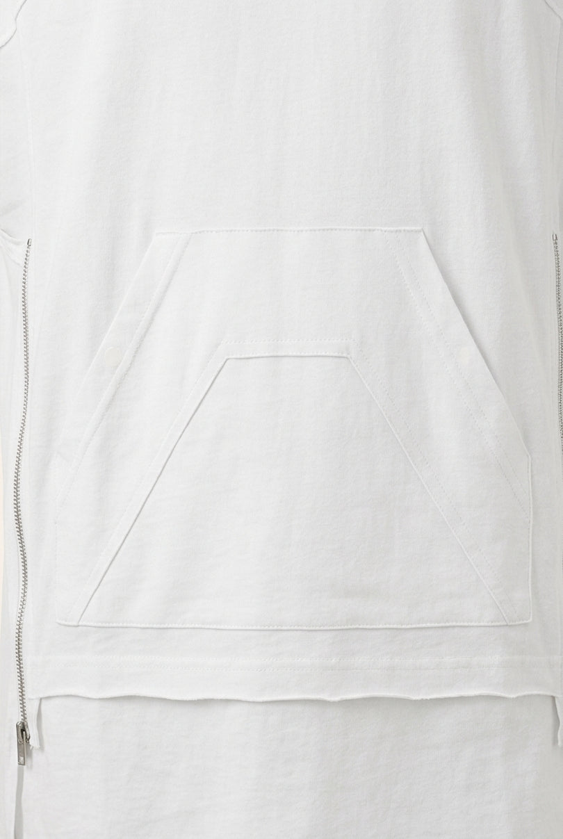 Side Zipper Detail Cotton Tee - White - Detail