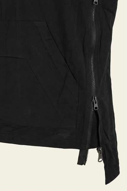 Side Zipper Detail Sleeveless Tee - Black - Detail