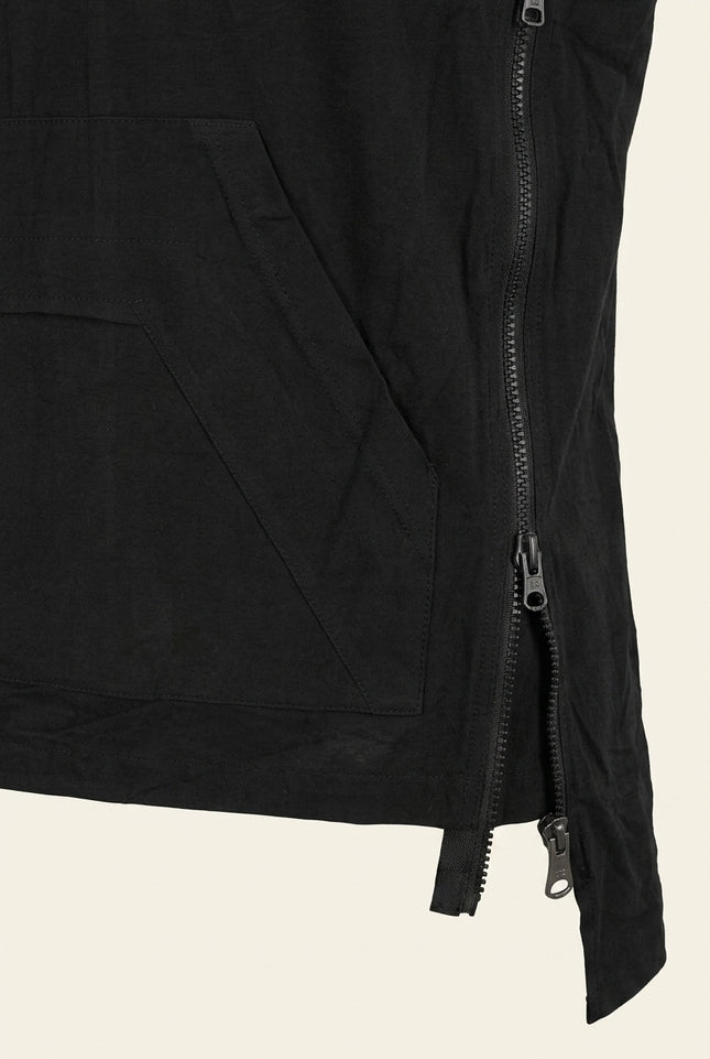 Side Zipper Detail Sleeveless Tee - Black - Detail