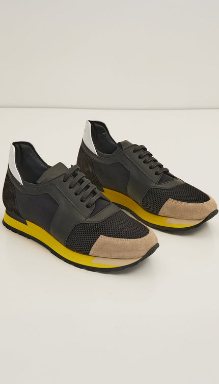 Skyscraper Runner Sneaker 2 Genuine Leather - Black Yellow - Ron Tomson