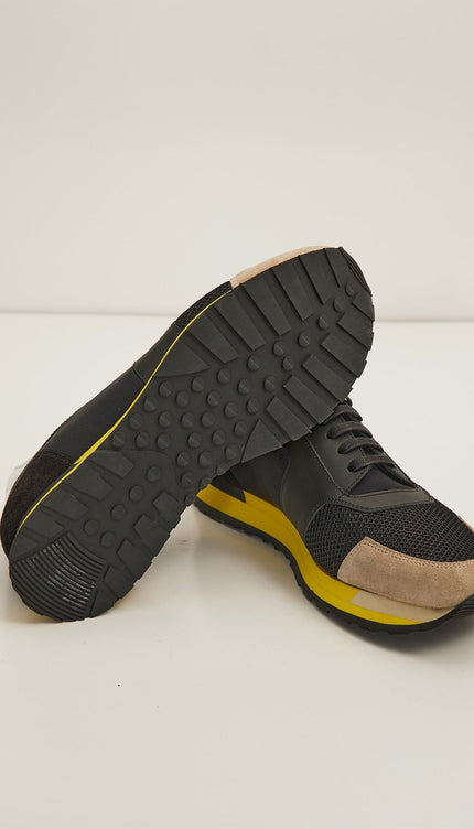 Skyscraper Runner Sneaker 2 Genuine Leather - Black Yellow - Ron Tomson