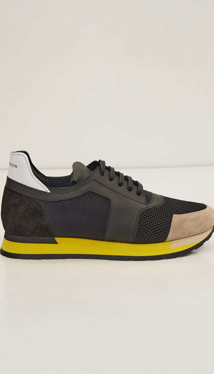 Skyscraper Runner Sneaker 2 Genuine Leather - Black Yellow - Ron Tomson