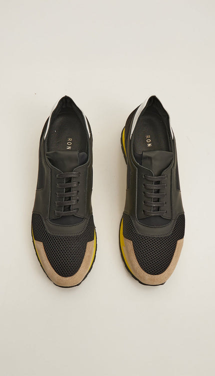 Skyscraper Runner Sneaker 2 Genuine Leather - Black Yellow - Ron Tomson