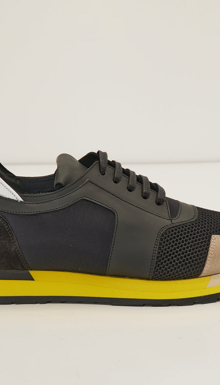 Skyscraper Runner Sneaker 2 Genuine Leather - Black Yellow - Ron Tomson