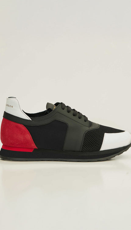 Skyscraper Runner Sneaker Ii Genuine Leather - Black Red - Ron Tomson