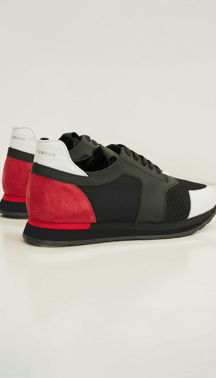 Skyscraper Runner Sneaker Ii Genuine Leather - Black Red - Ron Tomson