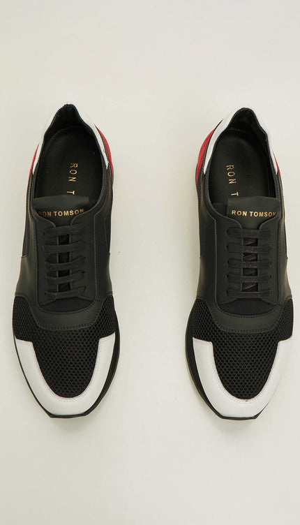 Skyscraper Runner Sneaker Ii Genuine Leather - Black Red - Ron Tomson