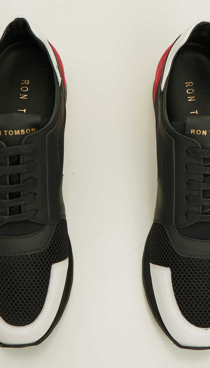 Skyscraper Runner Sneaker Ii Genuine Leather - Black Red - Ron Tomson