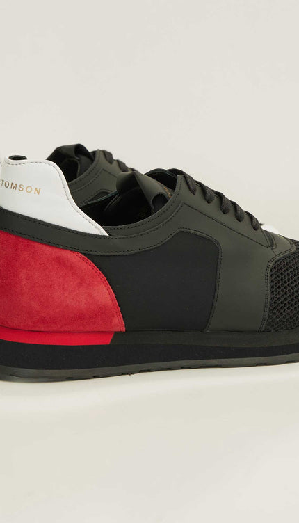 Skyscraper Runner Sneaker Ii Genuine Leather - Black Red - Ron Tomson