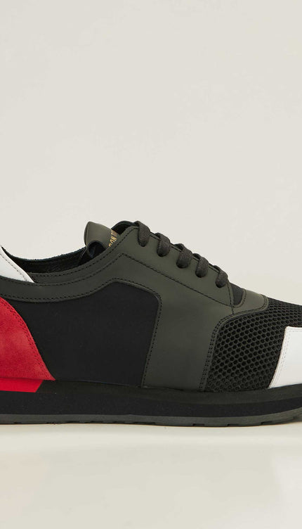 Skyscraper Runner Sneaker Ii Genuine Leather - Black Red - Ron Tomson