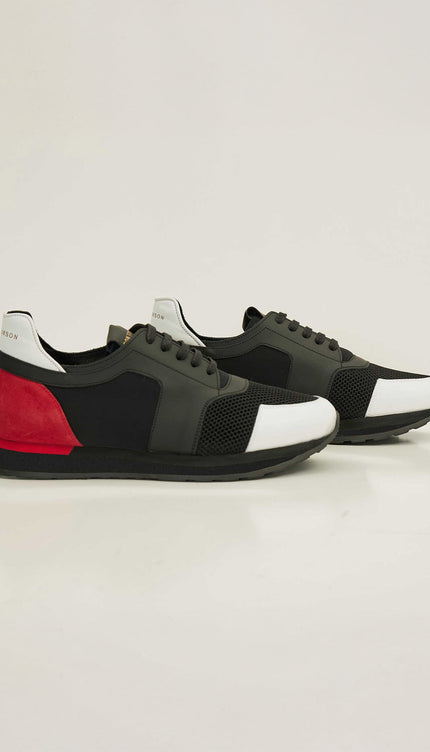 Skyscraper Runner Sneaker Ii Genuine Leather - Black Red - Ron Tomson