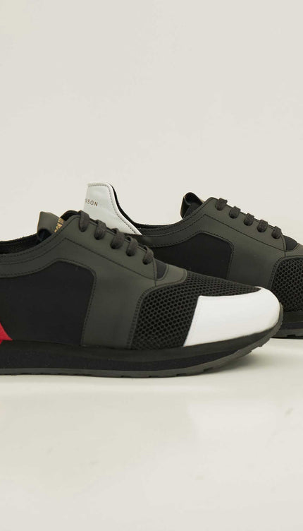 Skyscraper Runner Sneaker Ii Genuine Leather - Black Red - Ron Tomson