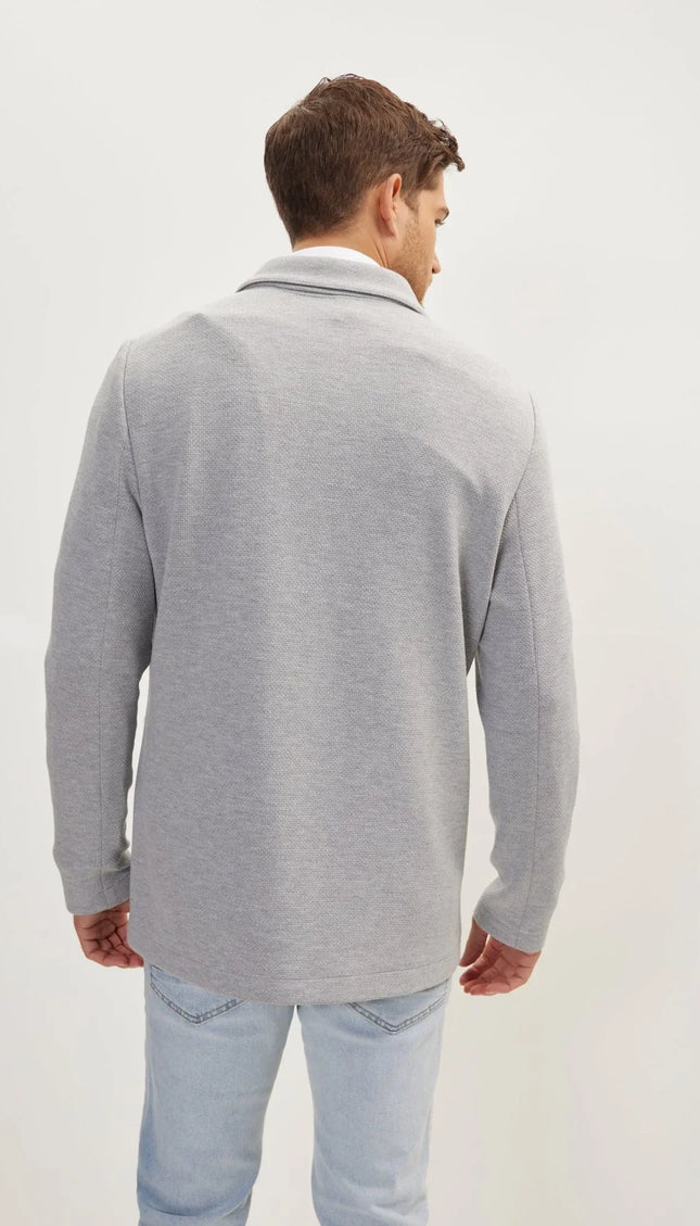 Sleek Full Button Shacket - Grey - Ron Tomson