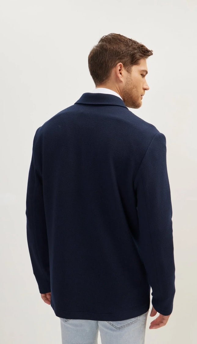 Sleek Full Button Shacket - Navy - Ron Tomson