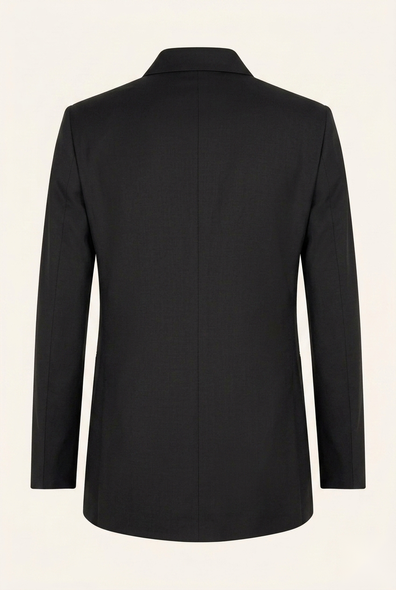 Sleek Safari Wool Suit Black - Back