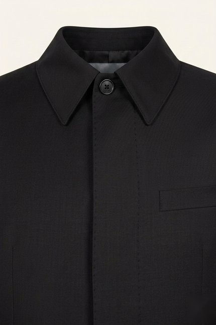 Sleek Safari Wool Suit Black - Detail
