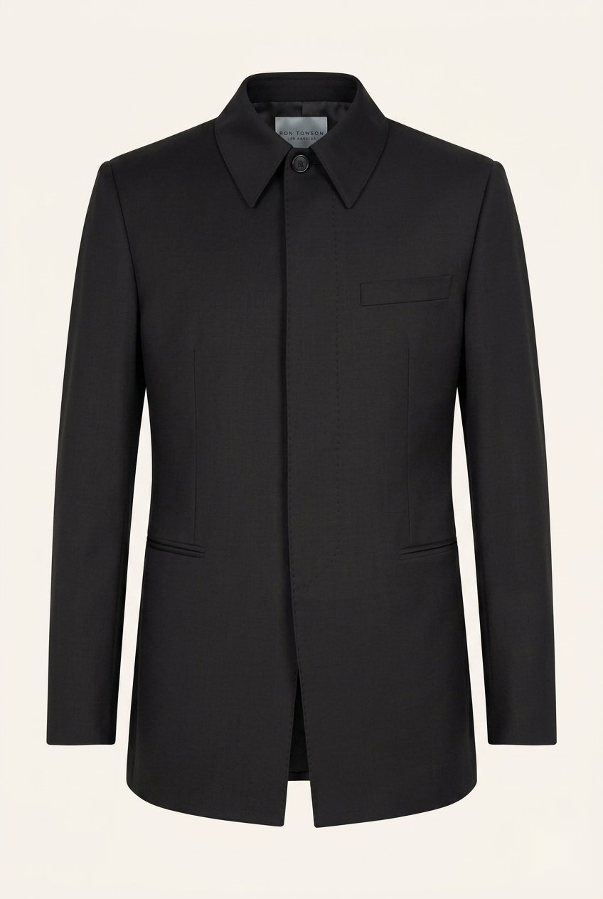Sleek Safari Wool Suit - Black | Mens Single Breasted | Ron Tomson