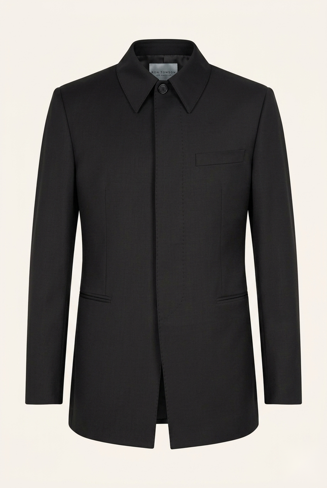 Sleek Safari Wool Suit Black - Front