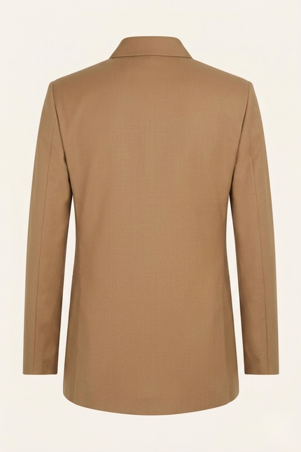 Sleek Safari Wool Suit Light Brown - Back