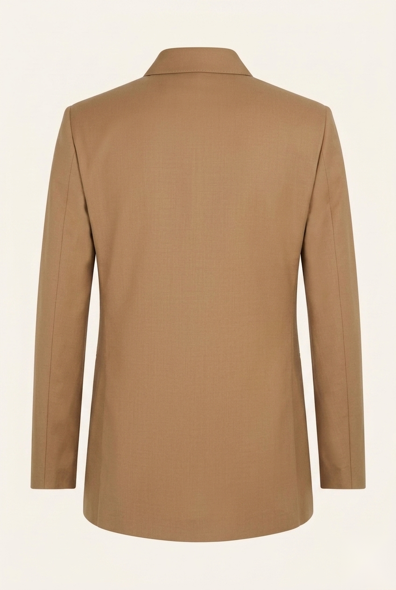 Sleek Safari Wool Suit Light Brown - Back