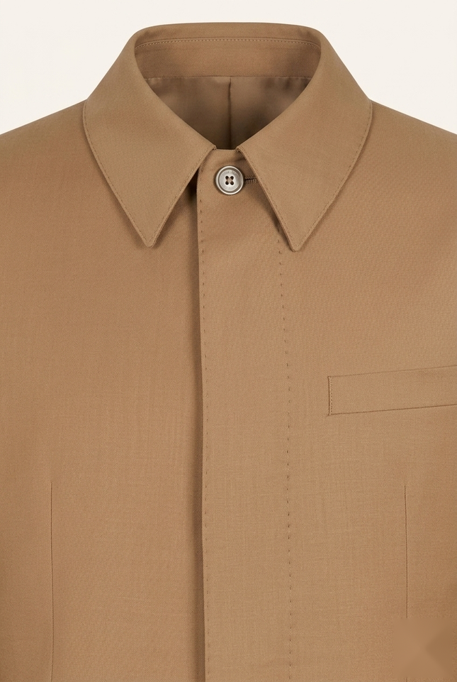 Sleek Safari Wool Suit Light Brown - Detail