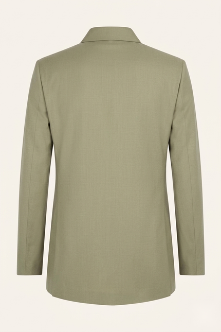 Sleek Safari Wool Suit Light Green - Back