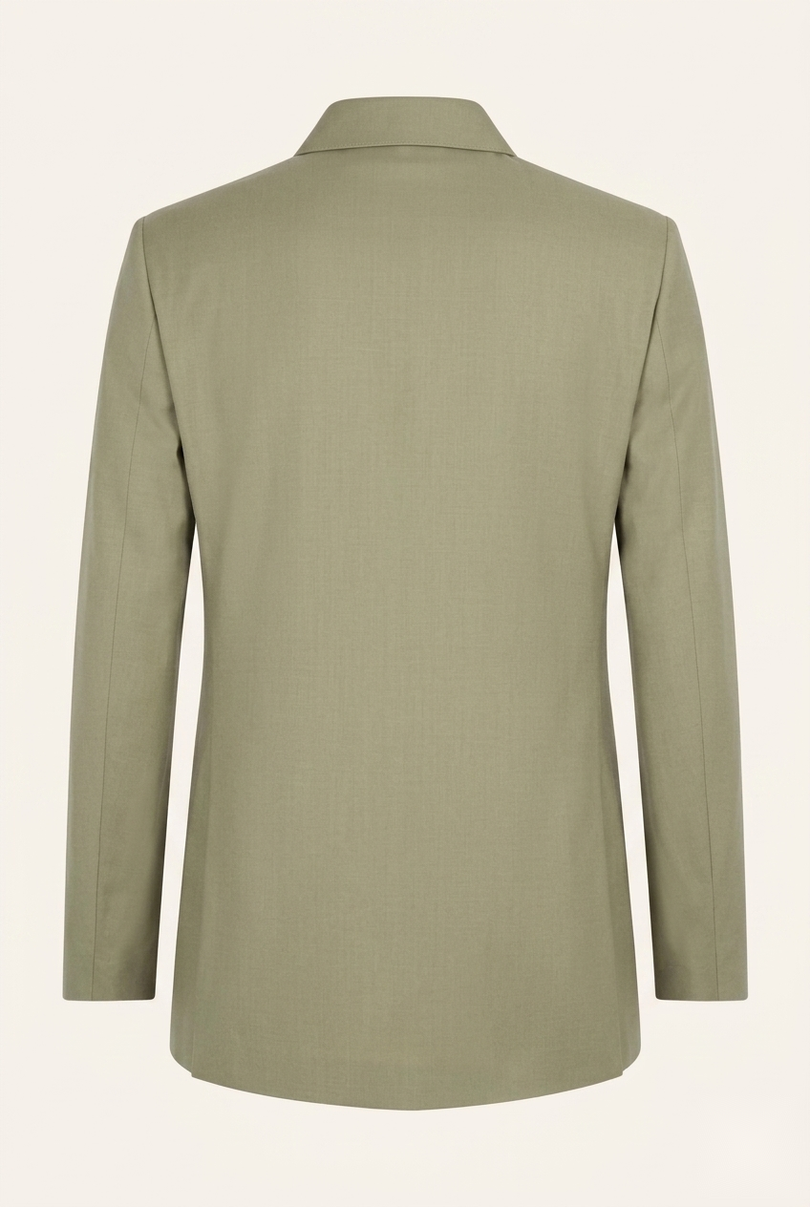 Sleek Safari Wool Suit Light Green - Back