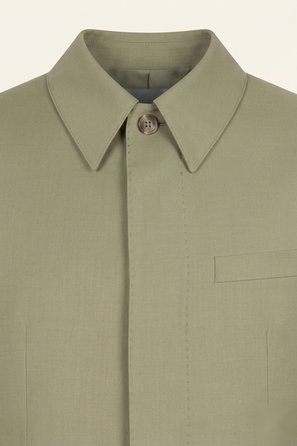 Sleek Safari Wool Suit Light Green - Detail