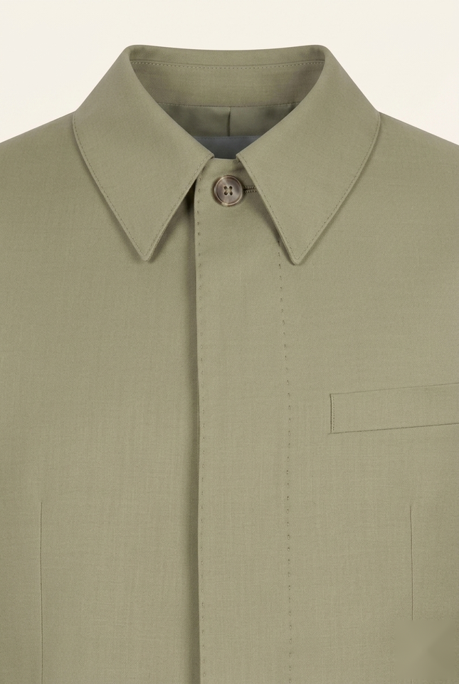 Sleek Safari Wool Suit Light Green - Detail