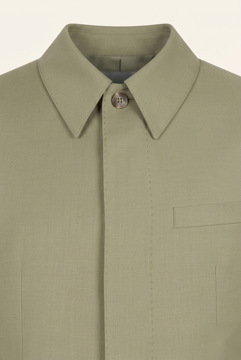 Sleek Safari Wool Suit Light Green - Detail